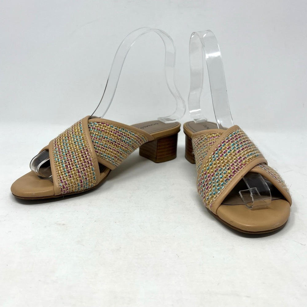 Donald Pliner Mally Sandals Womens 5.5M Woven Metallic Rainbow Mules‎ Block Heel